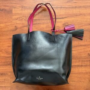 Kate Spade Foster Court Tasha Black Pink Tote Bag Tassels Please Read